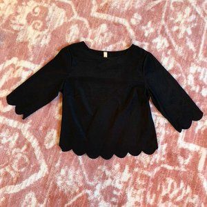 Scalloped, Black Blouse